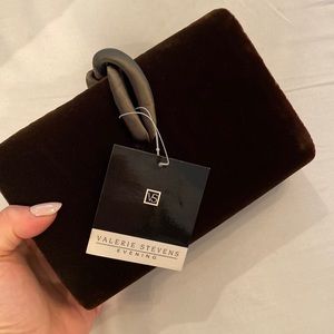 NWT VALERIE STEVENS evening bag clutch purchase hunter green velvet brown purse